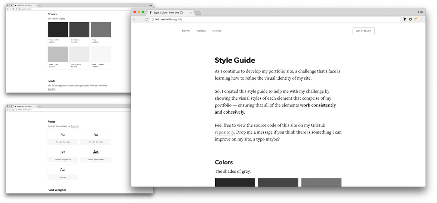 felixlee.io Style Guide Page